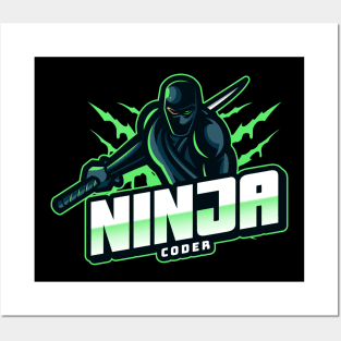 Ninja Coder Green Posters and Art